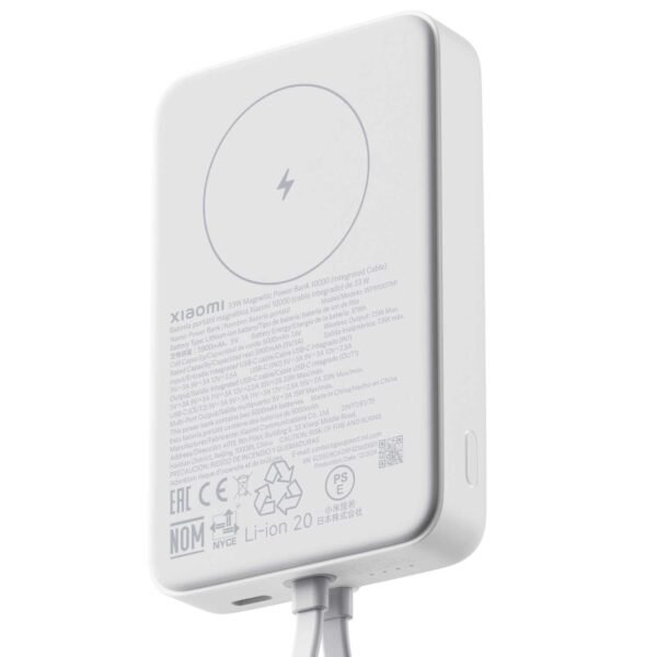 xiaomi power bank 33w 10000mah con cable integrado – blanco